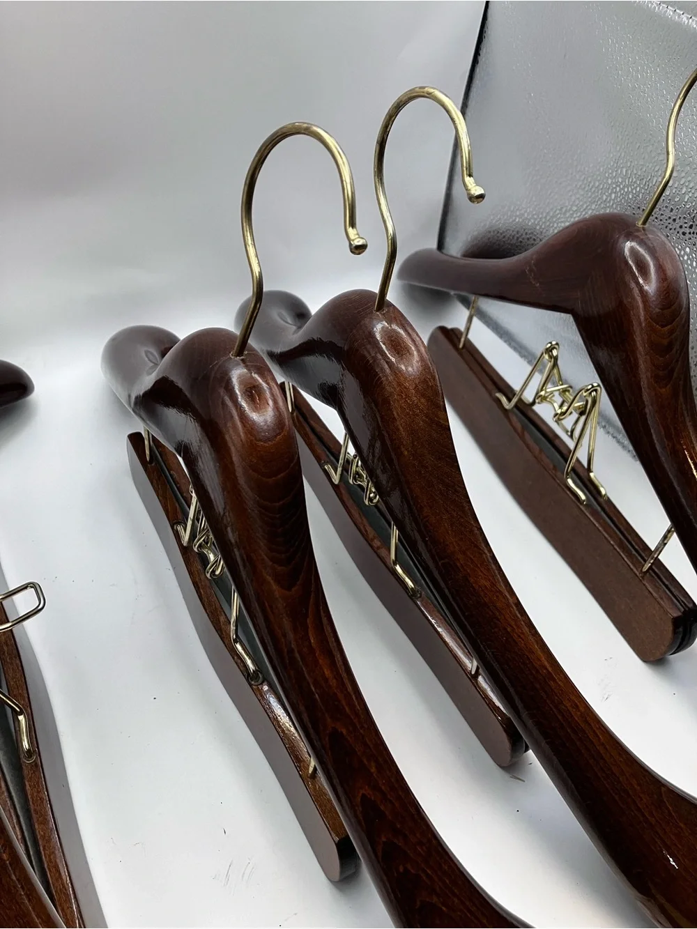 4 Neiman Marcus Heavy Duty wood Hangers “buy it for life” closet accessories
